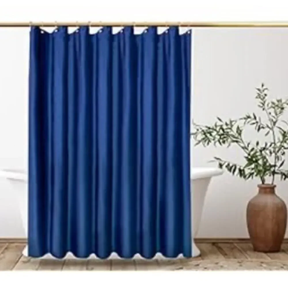 blue velvet 72 by 72 with metal hooks. Brand new